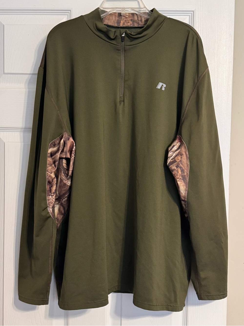 Russell Outdoors Dri-Power Green Mossy Oak Camo 1/4 Zip Athletic Pull Over 2XL